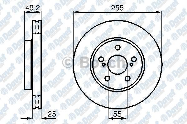 BOSCH 0986478584 Fren Diski On Havali 255mm Toyota Carina E 1.6 Gli 1.8 (92-97) Corona 2.0